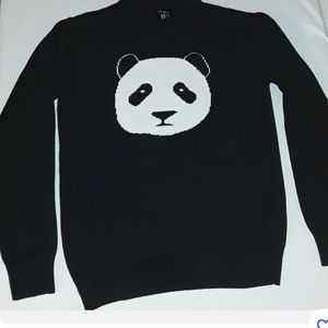 New men panda black knit sweater